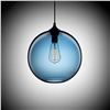 Image 1 : Mod-style Loft Studio Blue Glass Globe, Plug-in Pendant Light