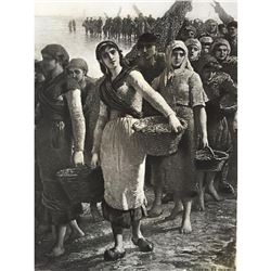 1880's Photogravure Print, Fishers at Low Tide