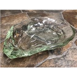 Ocean Beach Theme Pressed Glass Oyster Shell Form Bowl