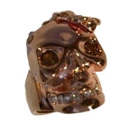 Alexander McQueen Style Skull & Bee Crystal Statement Ring