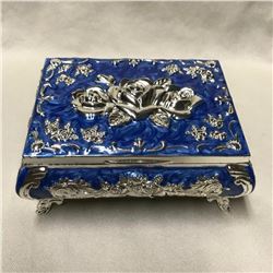 Enamel & Silver Floral Design Jewel Box