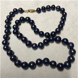 7mm Blue Black Freshwater Pearls 18" Necklace