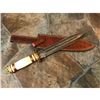 Image 1 : Damascus Steel Bone Handle Hunting Bowie Knife