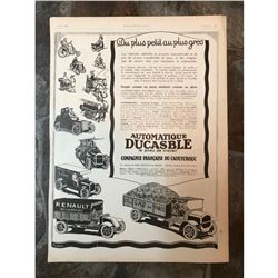 1920's French Magazine Garage Shop Advertisement, Wheels, Tires, Automobiles