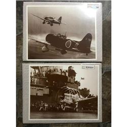 Set of Vintage-style World War II Aircraft Carrier Wartime Photo Prints