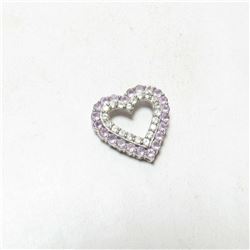 1.10cts Heart Shaped Amethyst & White Topaz 10kt Gold Pendant