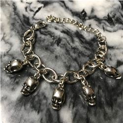 Stainless Steel Skeleton Skull Motorcycle Bracelet