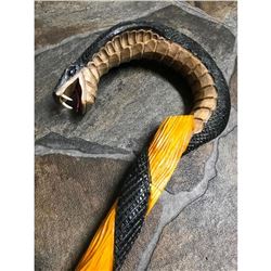 Ukranian Hand-carved Wooden Cobra Walking Stick, Cane