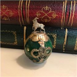 Tibetan Handwork Silver & Green Stone Zodiac Totem
