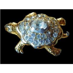 Vintage Swan Logo Swarovski Crystal Turtle Brooch