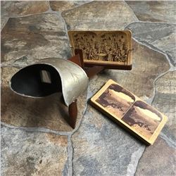 Late 19thc Underwood & Underwood Stereoscope Viewer & Group of Slides