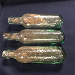 Set of 19thc Privy Dug Irish Round Bottom Soda Bottles