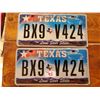 Image 1 : VERY COLORFUL MATCHING PAIR TEXAS LICENSE PLATES