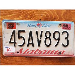 ALABAMA-HEART OF DIXIE-SINGLE LICENSE PLATE