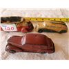 Image 2 : VINTAGE RED AUBURN CAR PLUS 2 SUN RUBBER TRUCKS "HARD RUBBER" ORIGINAL PAINT