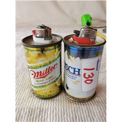 PAIR OF MINIATURE BAR ROOM BEER CAN LIGHTER HOLDERS- BUSCH & MILLER