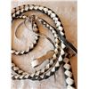 Image 2 : BLACK & WHITE LEATHER BULL WHIP, ALMOST 8' LONG (NOT OLD) GREAT WESTERN DISPLAY PIECE
