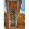 Image 1 : 61" X 18" FRAMED LEAD GLASS WINDOW WITH SMALL CRACK TOP LEFT CORNER