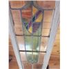 Image 2 : 61" X 18" FRAMED LEAD GLASS WINDOW WITH SMALL CRACK TOP LEFT CORNER