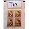 Image 1 : BLOCK OF 4 WWII NAZI STAMPS- GLUED/UNUSED-HITLER IMAGE (4)