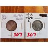 Image 1 : NO DATE BUFFALO NICKEL & 1913 TYPE I  BUFFALO NICKEL