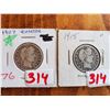 Image 1 : 1907 & 1915 P BARBER SILVER QUARTERS
