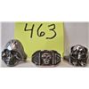 Image 1 : LOT OF 3 BIKER SKULL RINGS