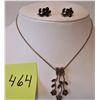 Image 1 : 18" AMBER RHINESTONE FLORAL DROP NECKLACE & EARRINGS