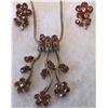 Image 4 : 18" AMBER RHINESTONE FLORAL DROP NECKLACE & EARRINGS