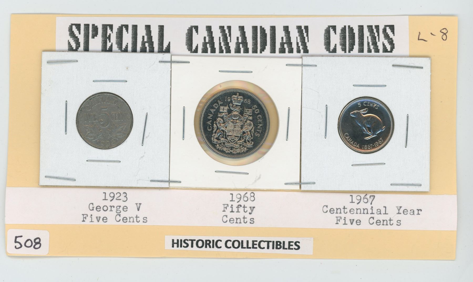 SPECIAL CANADIAN COINS 1923 V 5 CENT,1968 50 CENT,1967 5 CENT
