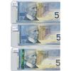 Image 1 : (3) BANK OF CANADA FIVE DOLLAR BILLS (2) 2002, 2006