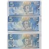 Image 2 : (3) BANK OF CANADA FIVE DOLLAR BILLS (2) 2002, 2006