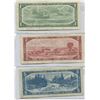 Image 2 : (3) 1954 BANK OF CANADA BILLS (ONE, TWO, & FIVE)