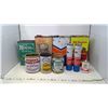 Image 1 : LOT OF OF OIL CANS , MISC TINS, 2 AMOCO LUBRICATING GREASE TUBES (FULL)