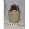 Image 1 : PICKLE CROCK W/ LID (NO HANDLE, SOME CHIPS)