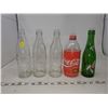 Image 1 : 4 COCA COLA GLASS BOTTLES, 1 7-UP GLASS BOTTLE