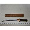 Image 2 : HI-END BURMA MADE EBONY WOOD HANDLE DRESSER/HUNTER BLADE 8" BRASS FITTINGS IN TRADITIONAL WOOD SHEAT