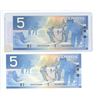Image 2 : BC-62A -TWO 2002 FIVE DOLLAR NOTES PRINTED IN 2001