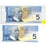 Image 1 : BC-62A -TWO 2002 FIVE DOLLAR NOTES PRINTED IN 2001