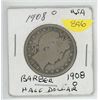 Image 1 : 1908O USA BARBER HALF DOLLAR