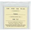 Image 3 : 1958 ICCS GRADED CANADIAN TWENTY-FIVE CENT COIN - PL65