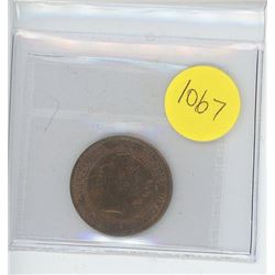 1859 N9 ICCS GRADED CANADIAN LARGE CENT - AU50