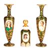 Image 1 : Pair of Green and Gilt Art Nouveau Vases.