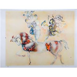 Two watercolors and a lithograph.