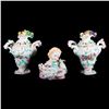 Image 1 : Meissen Pair of Potpourri Urns and a Continental Porcelain Figural Box