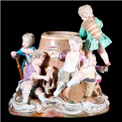 Meissen porcelain group of boys.