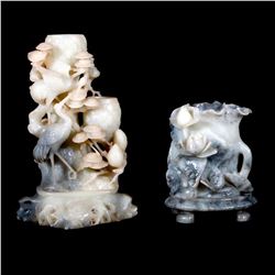 Pair Chinese stone carvings.
