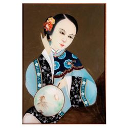 Two Chinese reverse glass paintings.