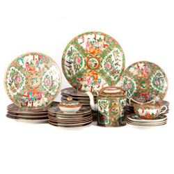 A collection of Rose Canton porcelain.