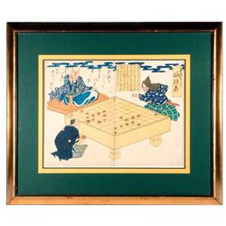 19th century Japanese woodblock diptych.